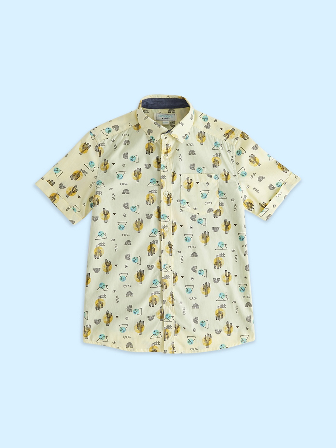 

Pantaloons Junior Boys Printed Casual Cotton Shirt, Yellow