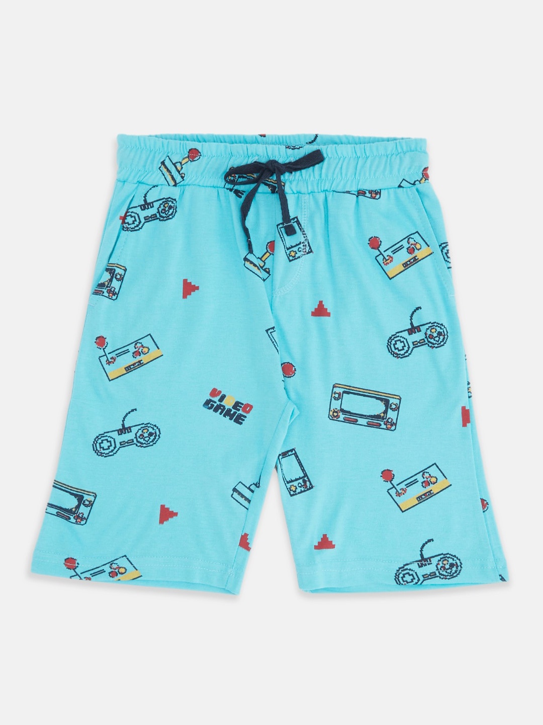 

Pantaloons Junior Boys Conversational Printed Cotton Shorts, Blue