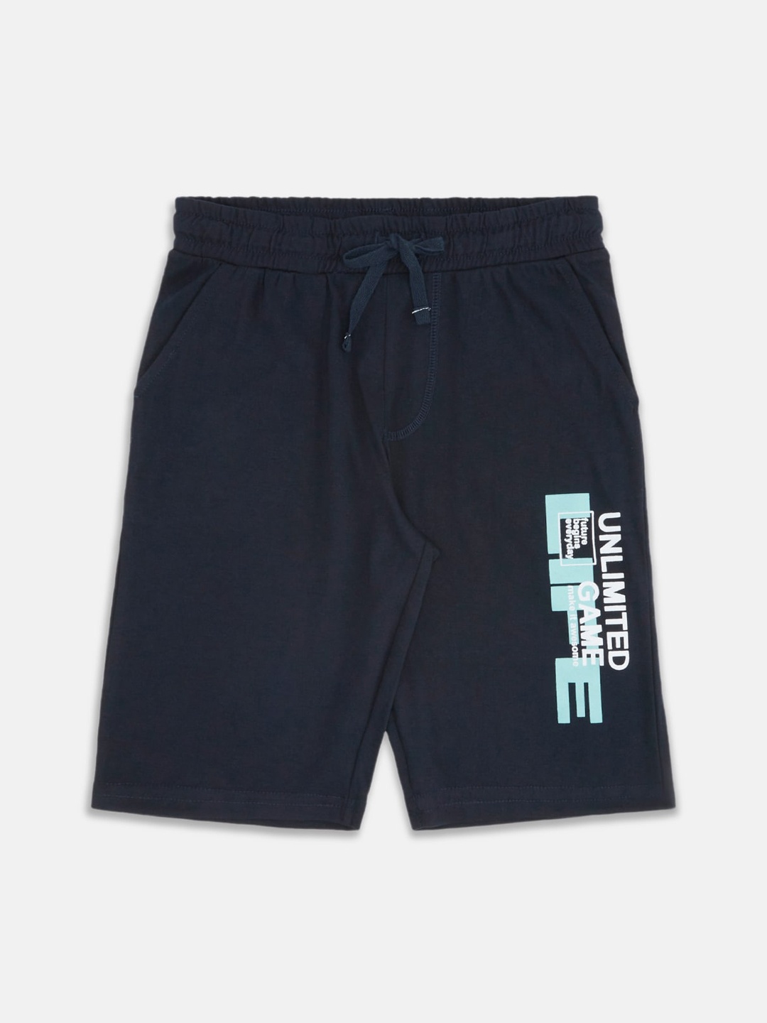 

Pantaloons Junior Boys Mid-Rise Cotton Shorts, Navy blue