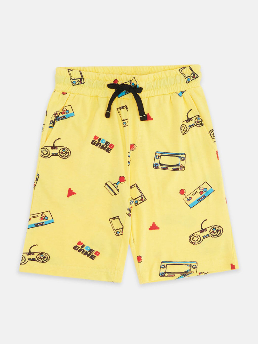 

Pantaloons Junior Boys Conversational Printed Cotton Shorts, Yellow