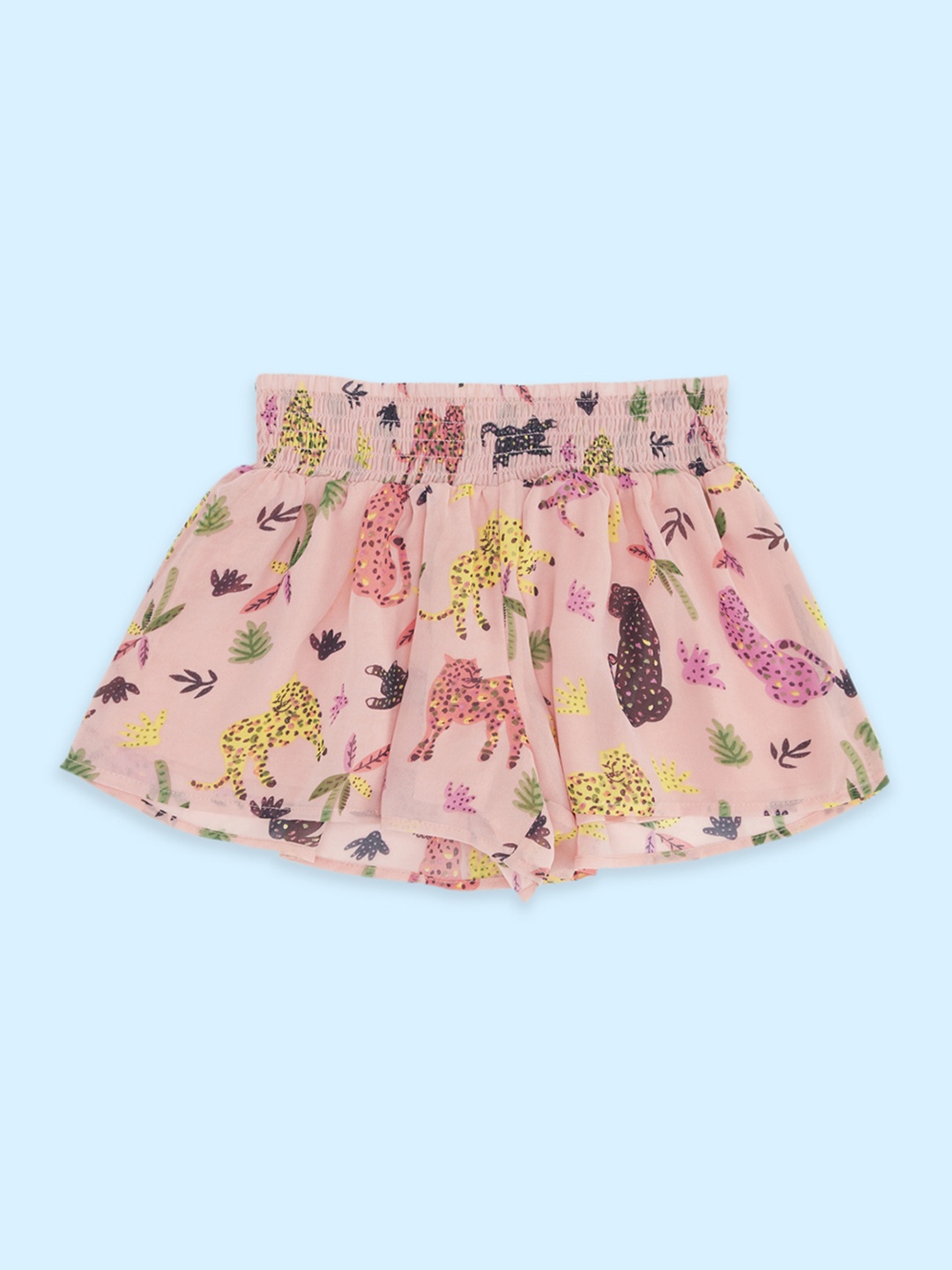 

Pantaloons Junior Girls Conversational Printed Cotton Shorts, Peach