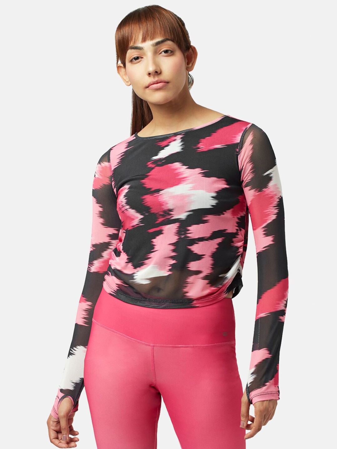 

Ajile by Pantaloons Print Sports Crop Top, Black