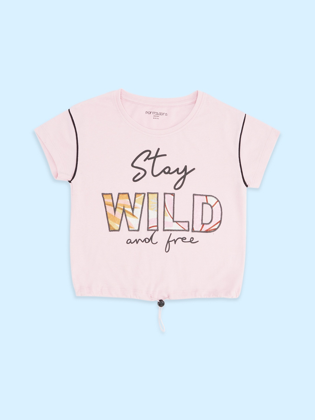 

Pantaloons Junior Girls Typography Printed Cotton Regular Top, Pink