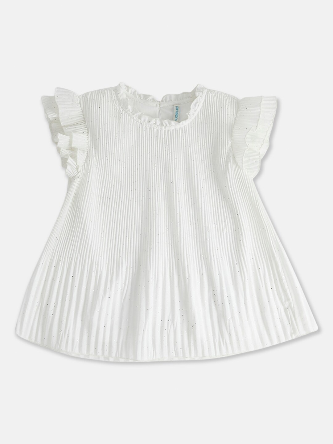 

Pantaloons Junior Girls White Accordion Pleats Cotton Top