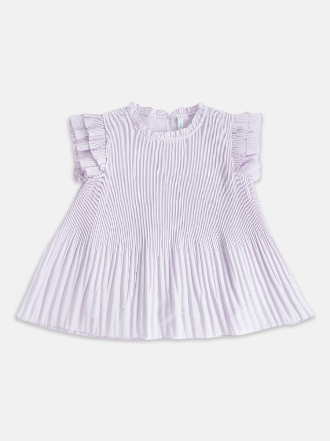 

Pantaloons Junior Kids Striped Flutter Sleeves Cotton Top, Purple