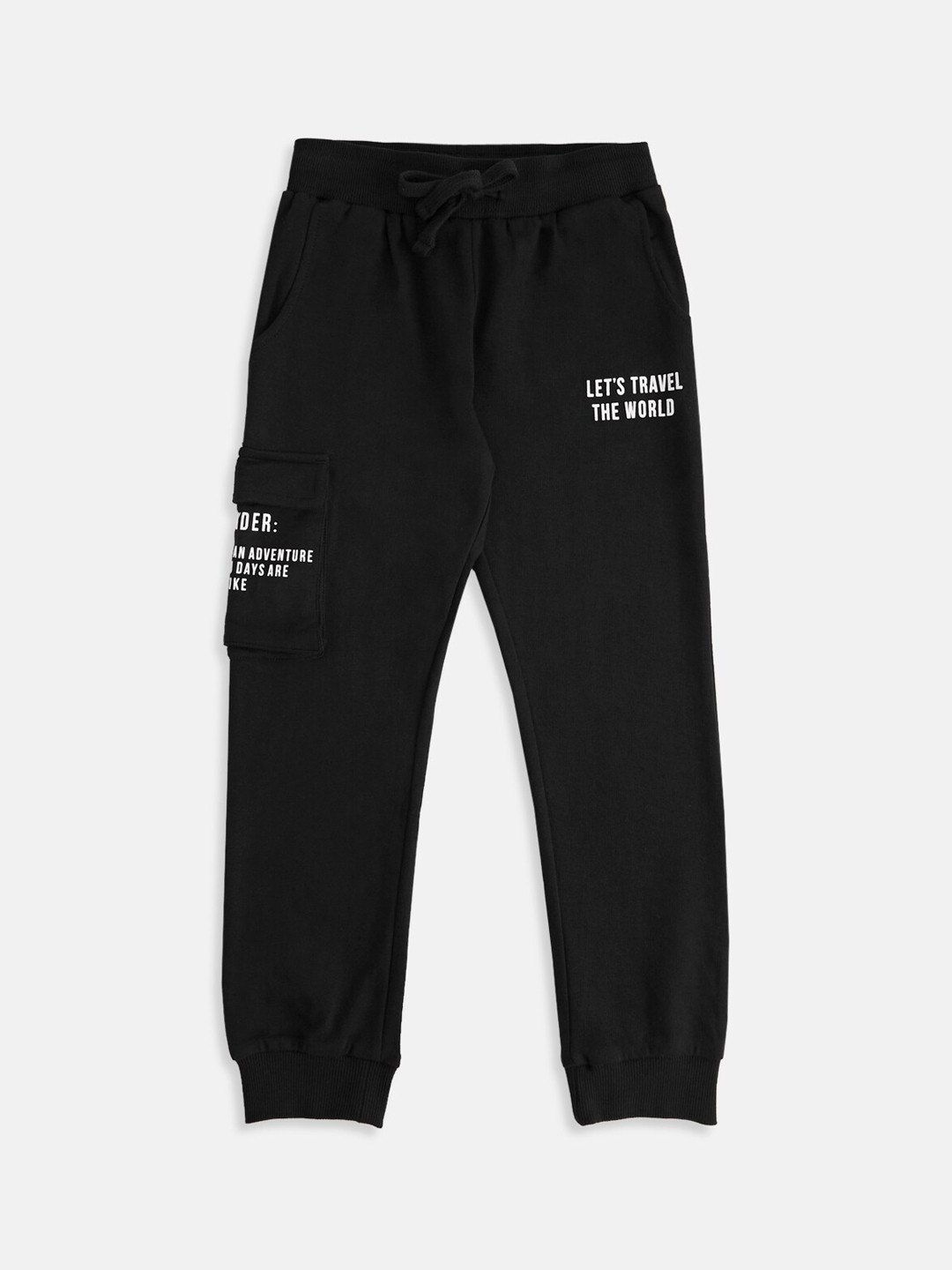 

Pantaloons Junior Boys Printed Cotton Joggers, Black