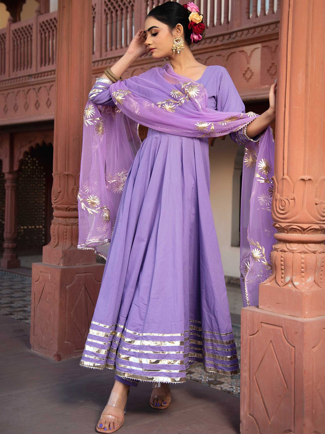 

Calmna Women Kurta with Trousers & Dupatta, Lavender