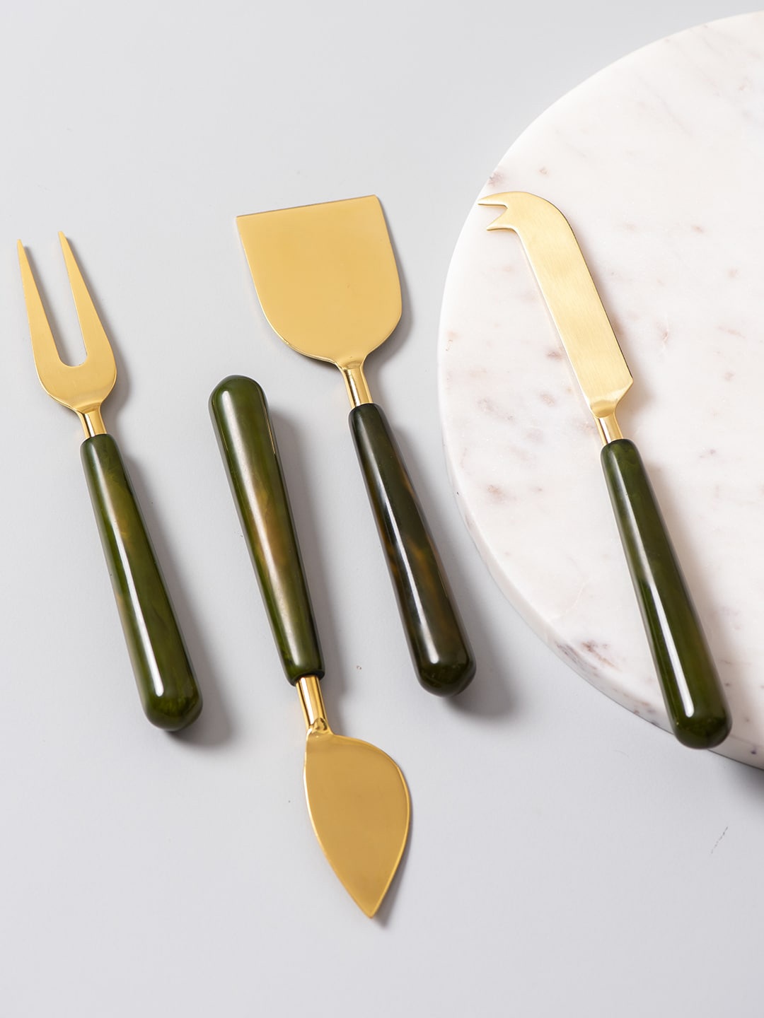 

nestroots Green & Gold-Toned Set Of 4 Stainless Steel Cutlery Set