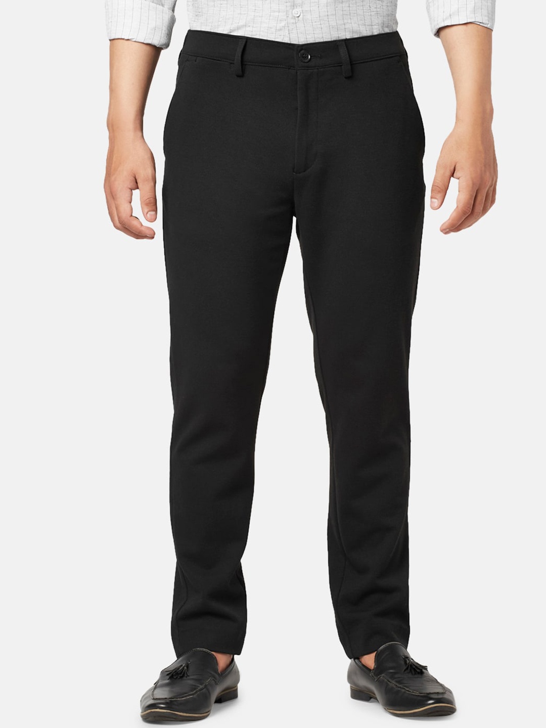 

BYFORD by Pantaloons Men Slim Fit Low-Rise Trousers, Black