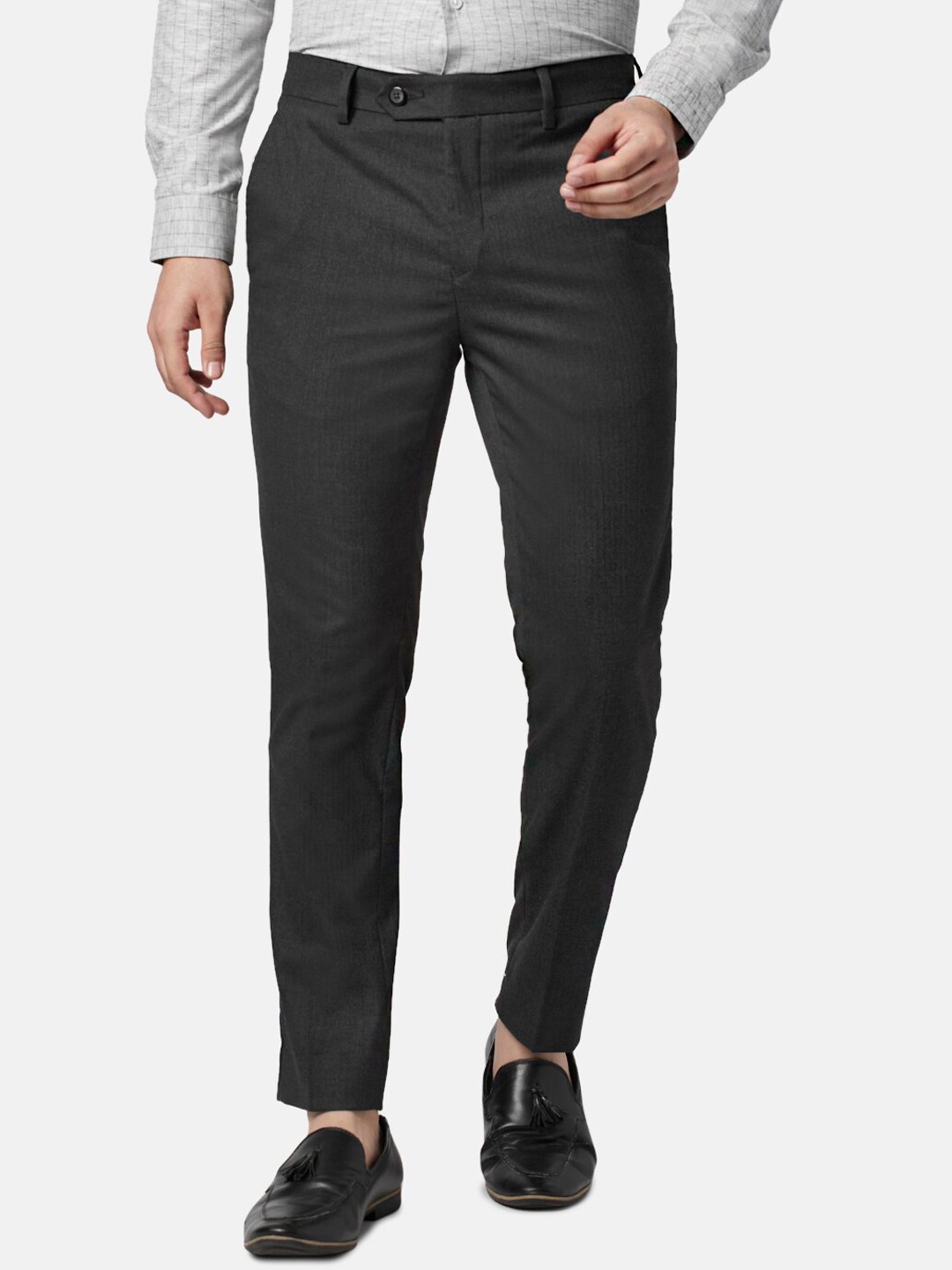 

BYFORD by Pantaloons Men Slim Fit Formal Trousers, Grey melange