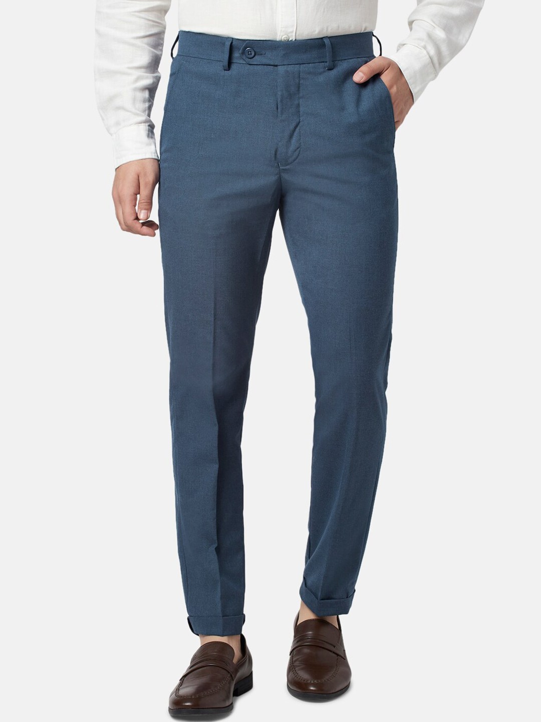 

BYFORD by Pantaloons Men Slim Fit Formal Trousers, Blue