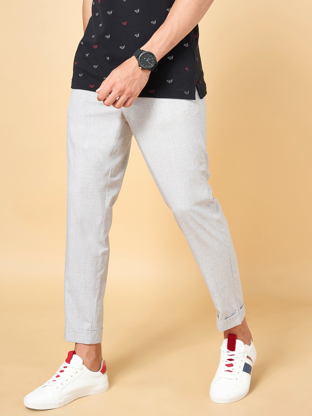 

RICHARD PARKER by Pantaloons Men Slim Fit Trousers, Grey