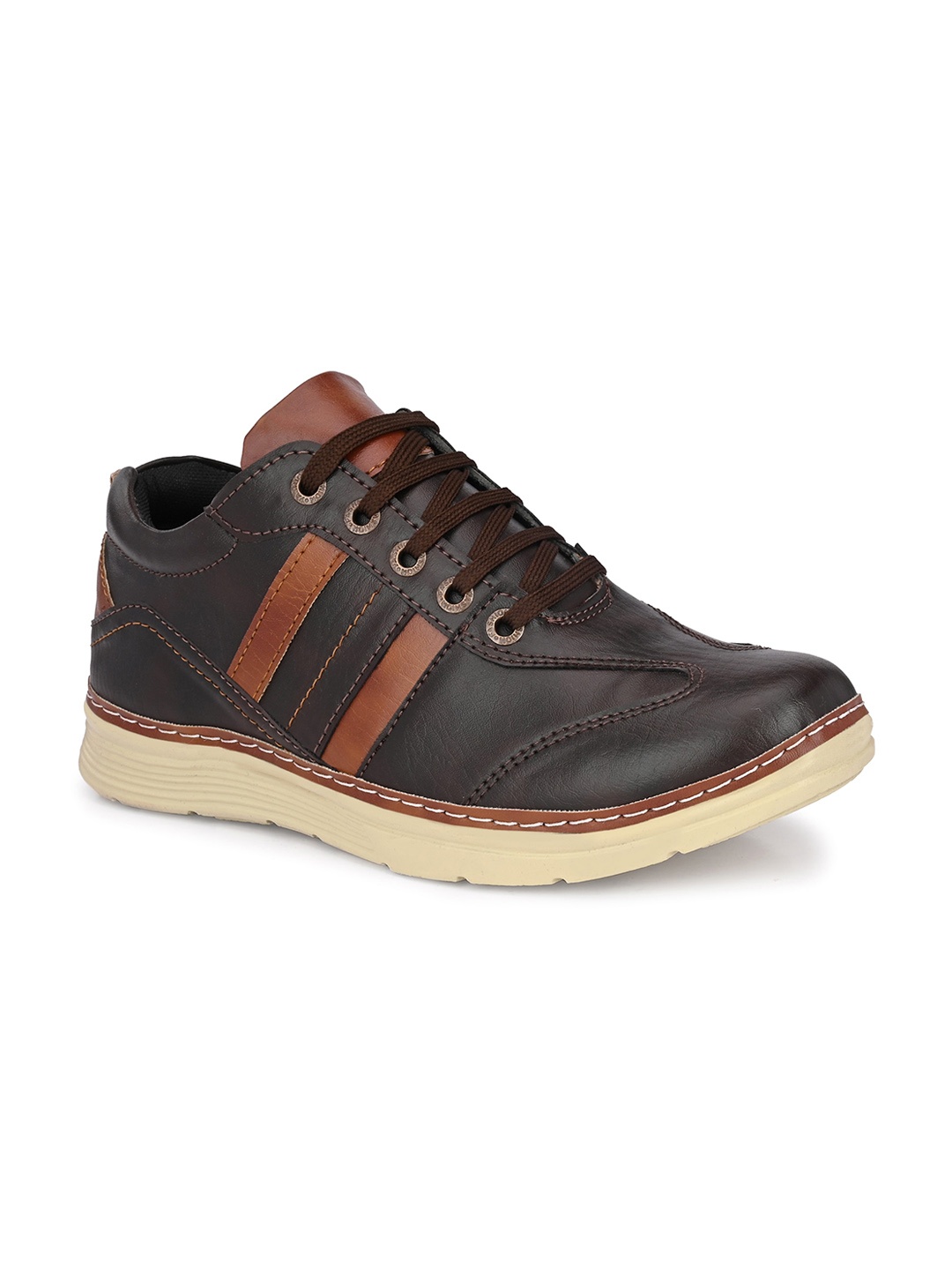 

Hundo P Men Striped Mid-Top Comfort Insole Sneakers, Brown