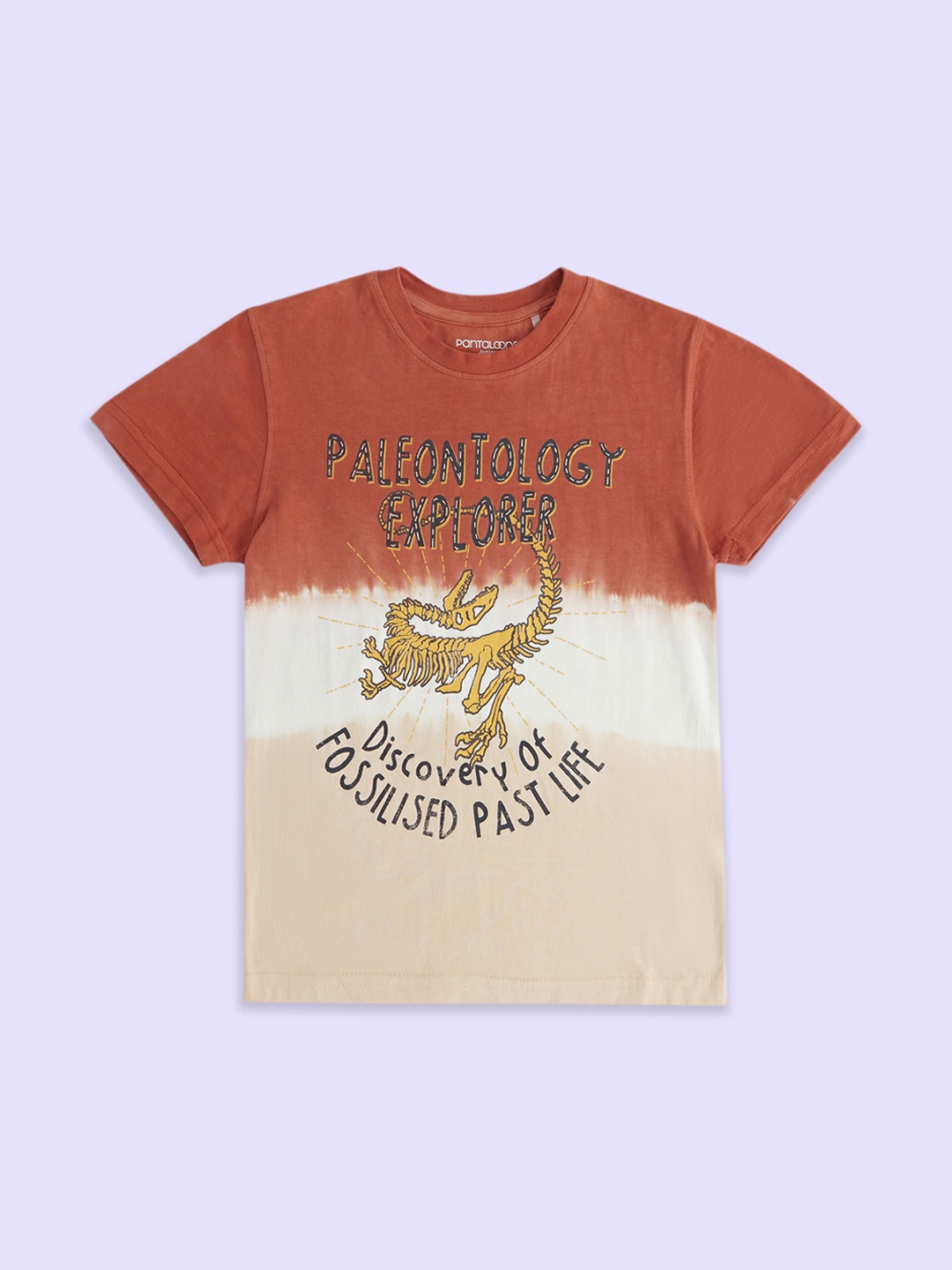 Pantaloons Junior Boys Typography Printed T-shirt, Rust