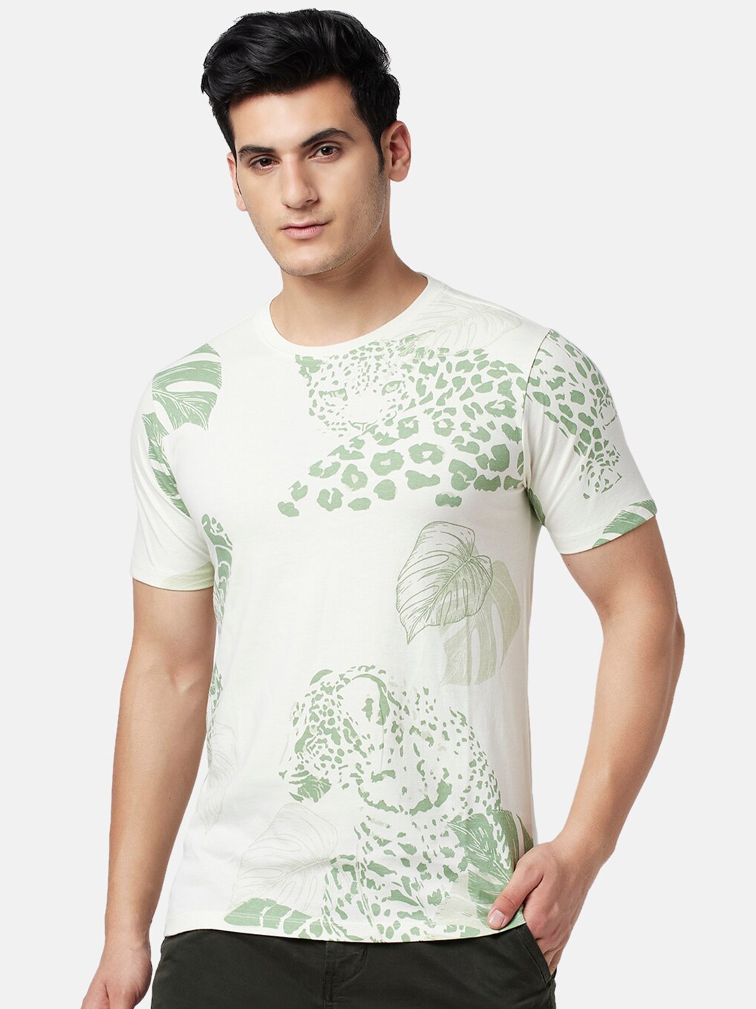 

Urban Ranger by pantaloons Men Cotton Typography Printed Slim Fit T-shirt, Off white