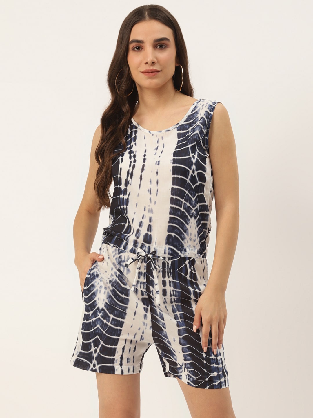 

BRINNS Navy Blue & White Printed Jumpsuit