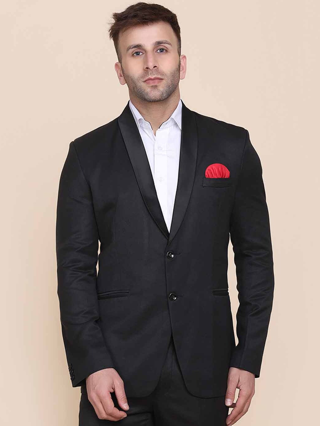 

TAHVO Men Single-Breasted Slim-Fit Two-Piece Suit, Black