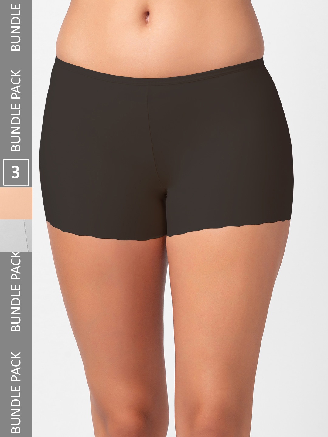 

FashionRack Women Pack Of 3 Solid Seamless Boy Shorts Briefs, Black