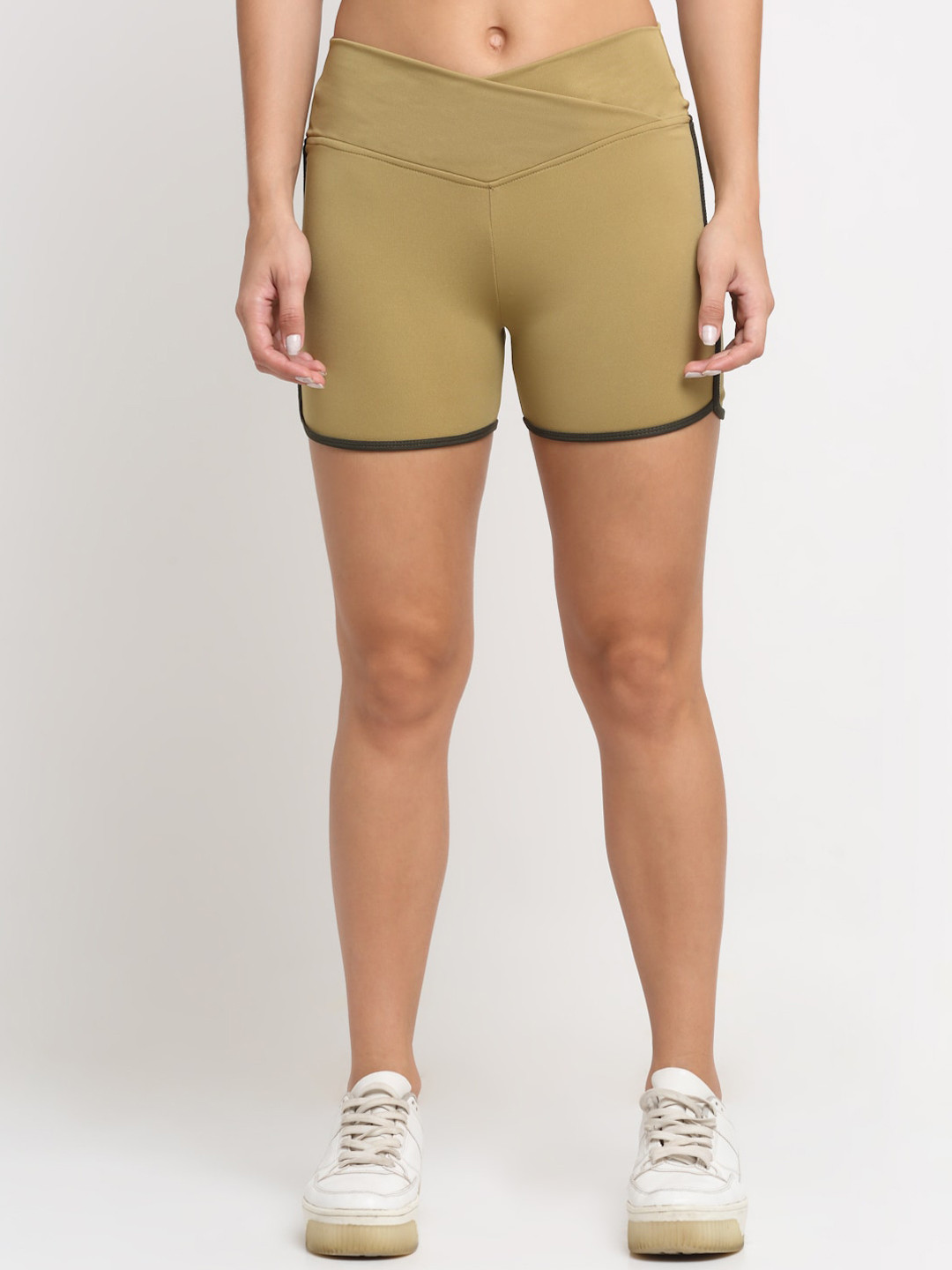 

EVERDION Women Slim Fit Training or Gym Sports Shorts, Khaki
