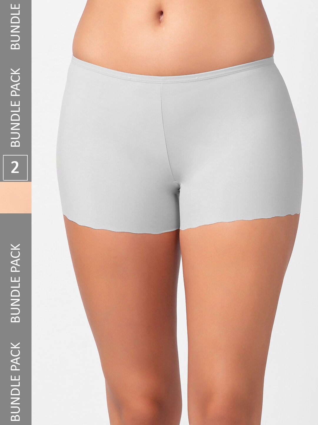 

FashionRack Women Pack Of 2 Solid Seamless Boy Shorts Briefs, Grey