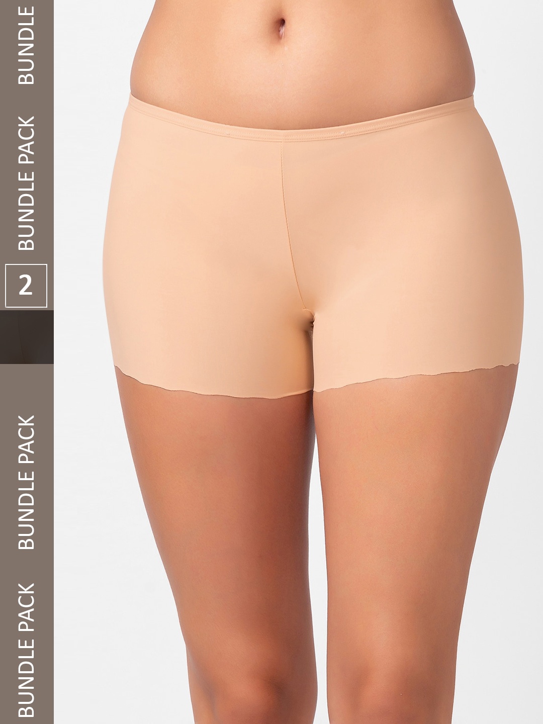 

FashionRack Women Pack Of 2 Seamless Boy Shorts Briefs 342_BSS, Black