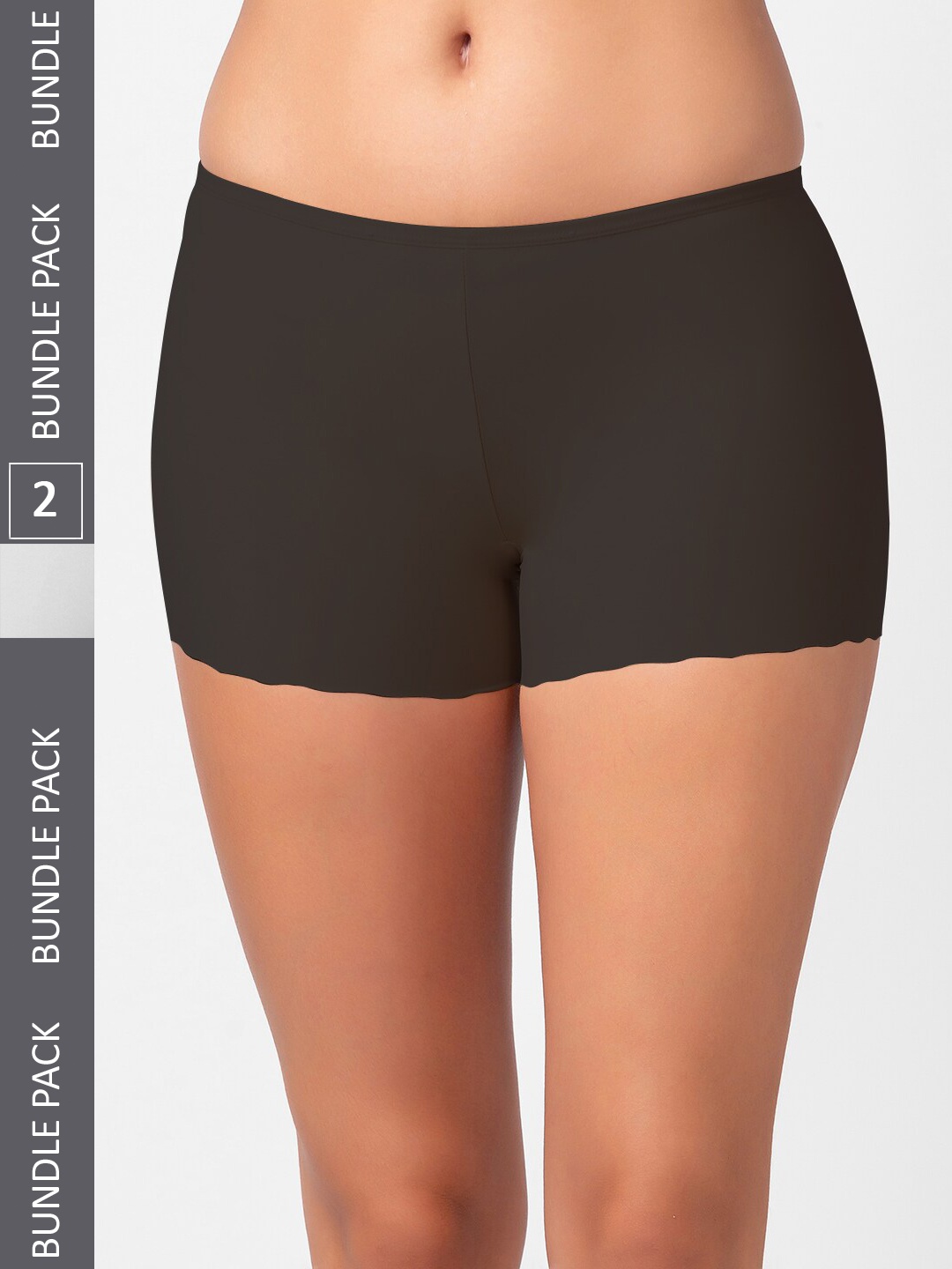 

FashionRack Pack Of 2 Seamless Boy Shorts Briefs 342_BBW, Black