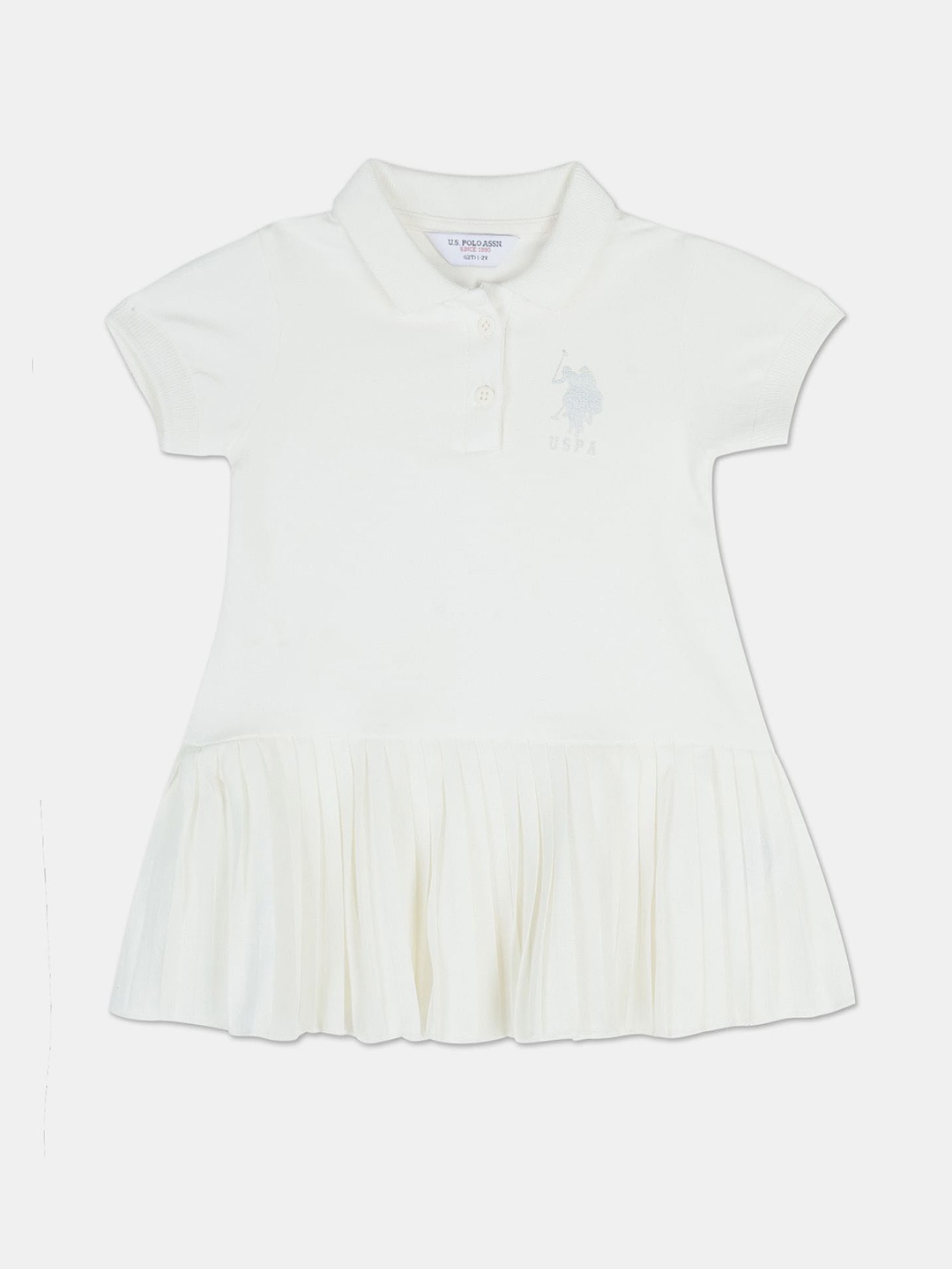 

U.S. Polo Assn. Kids Shirt Collar Drop-Waist Dress, White