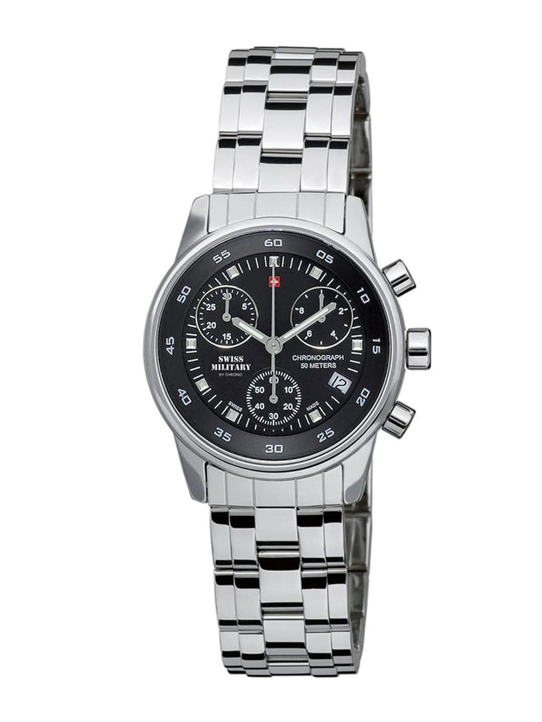 

Swiss Military by Chrono Men Stainless Steel Bracelet Style Straps Analogue SM34013.01, Silver