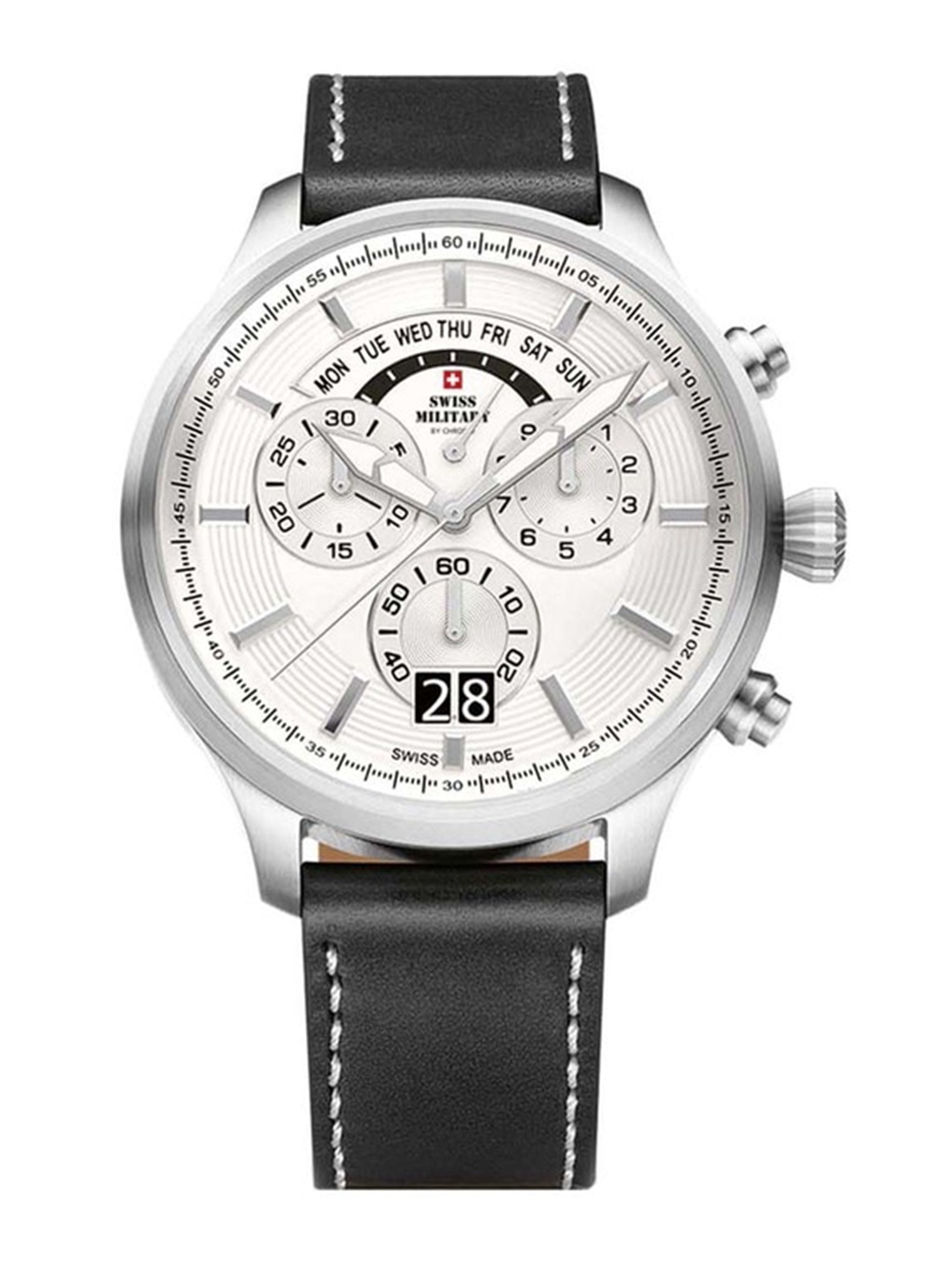 

Swiss Military by Chrono Men Leather Straps Analogue Multi Function Watch SM34038.05, White