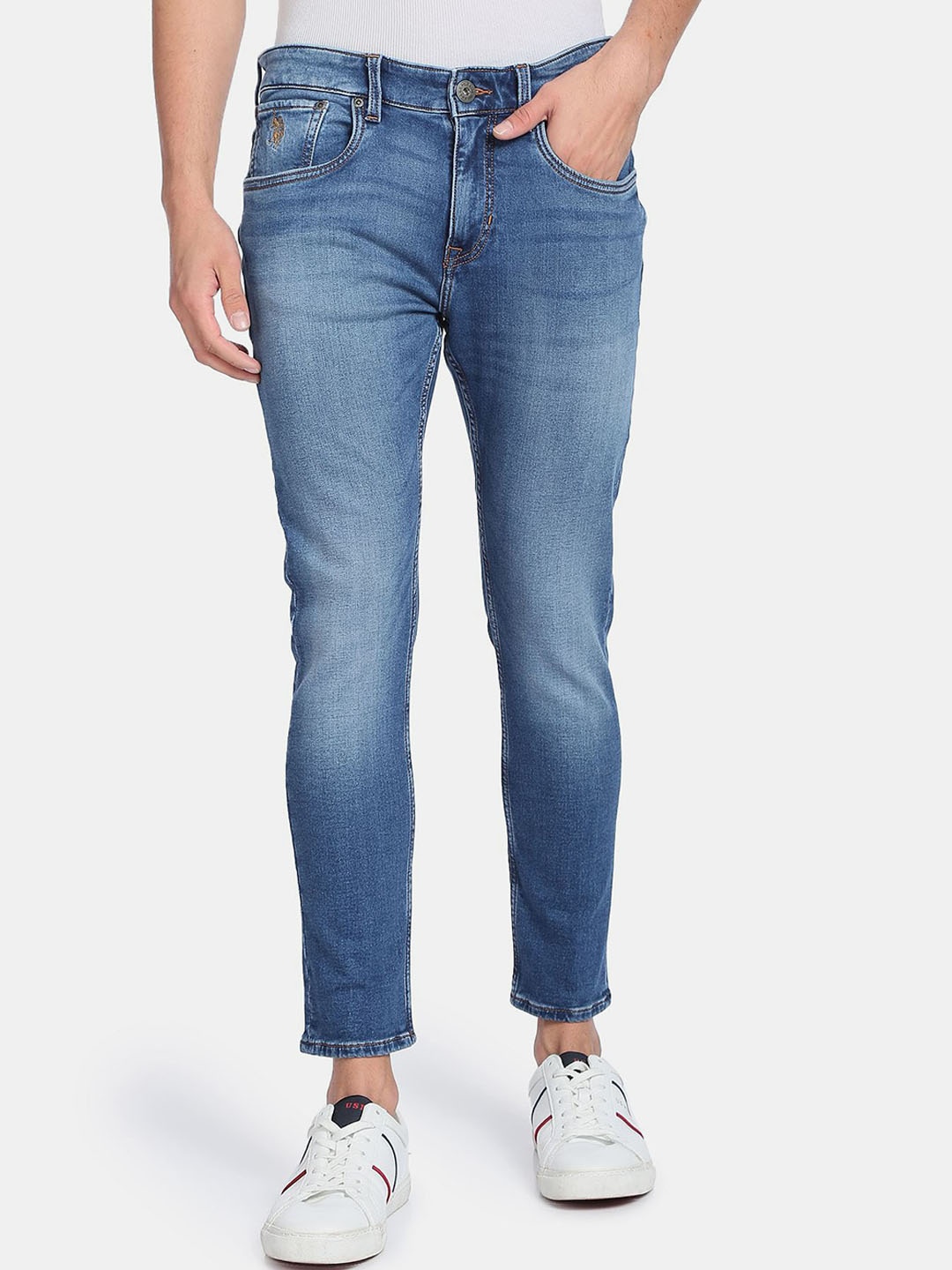 

U.S. Polo Assn. Denim Co. Men Blue Low Distress Heavy Fade Jeans