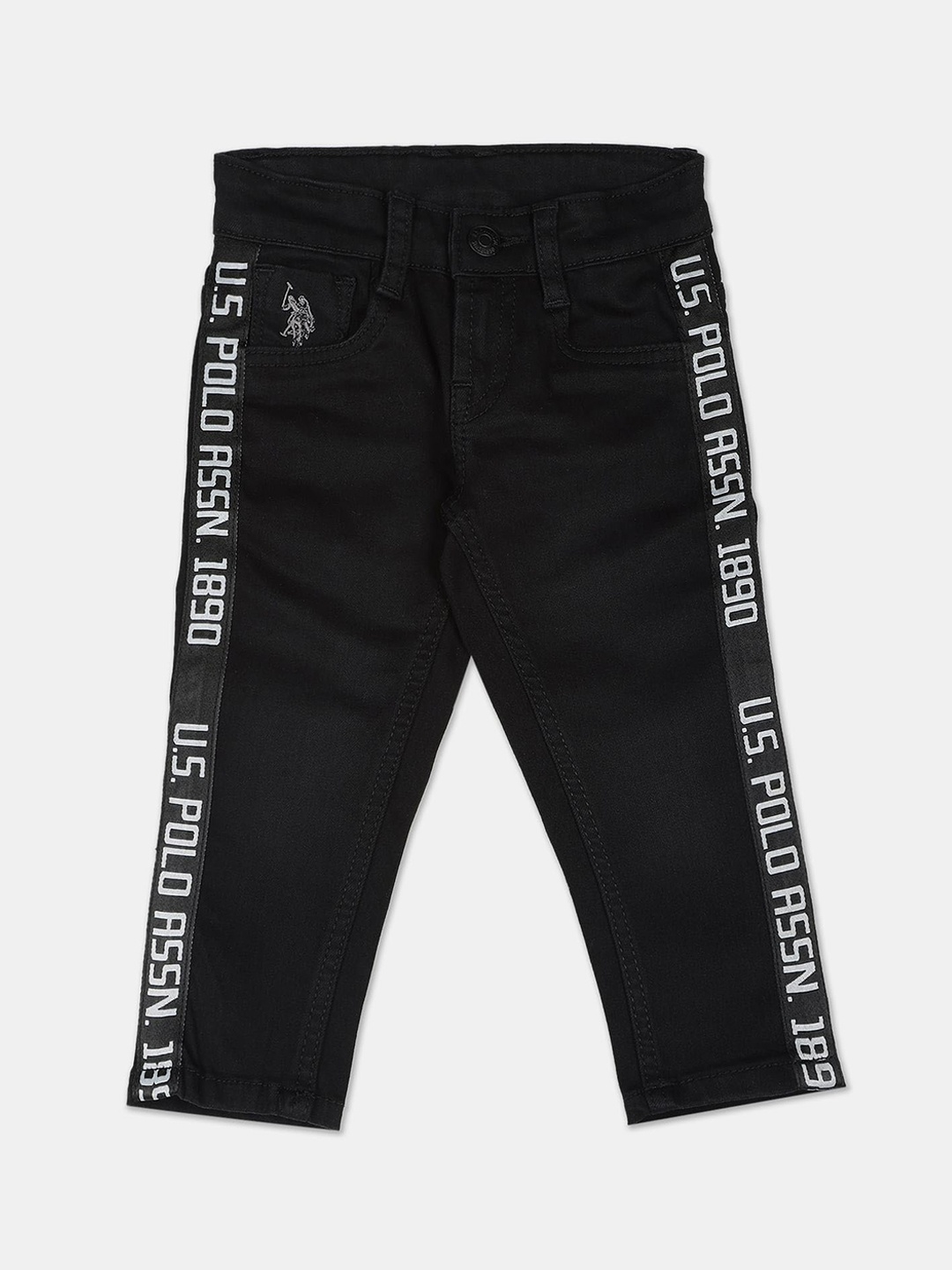 U.S. Polo Assn. Kids Boys Slim Fit Slash Knee Jeans, Black