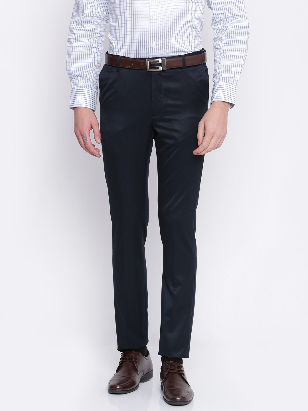 

Arrow Men Navy Blue Tapered Fit Solid Formal Trousers