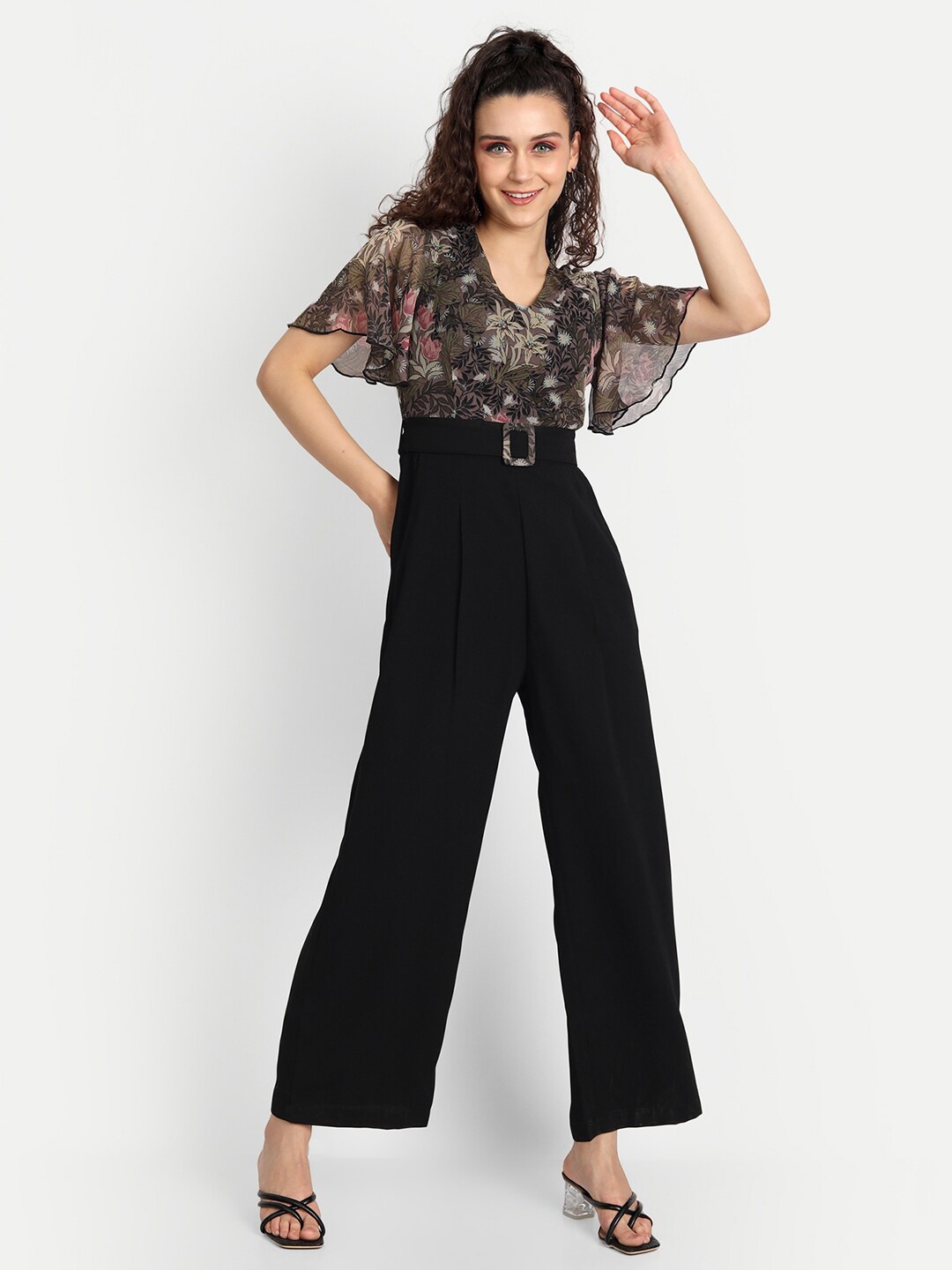 

ESSQUE Printed Basic Jumpsuit, Brown