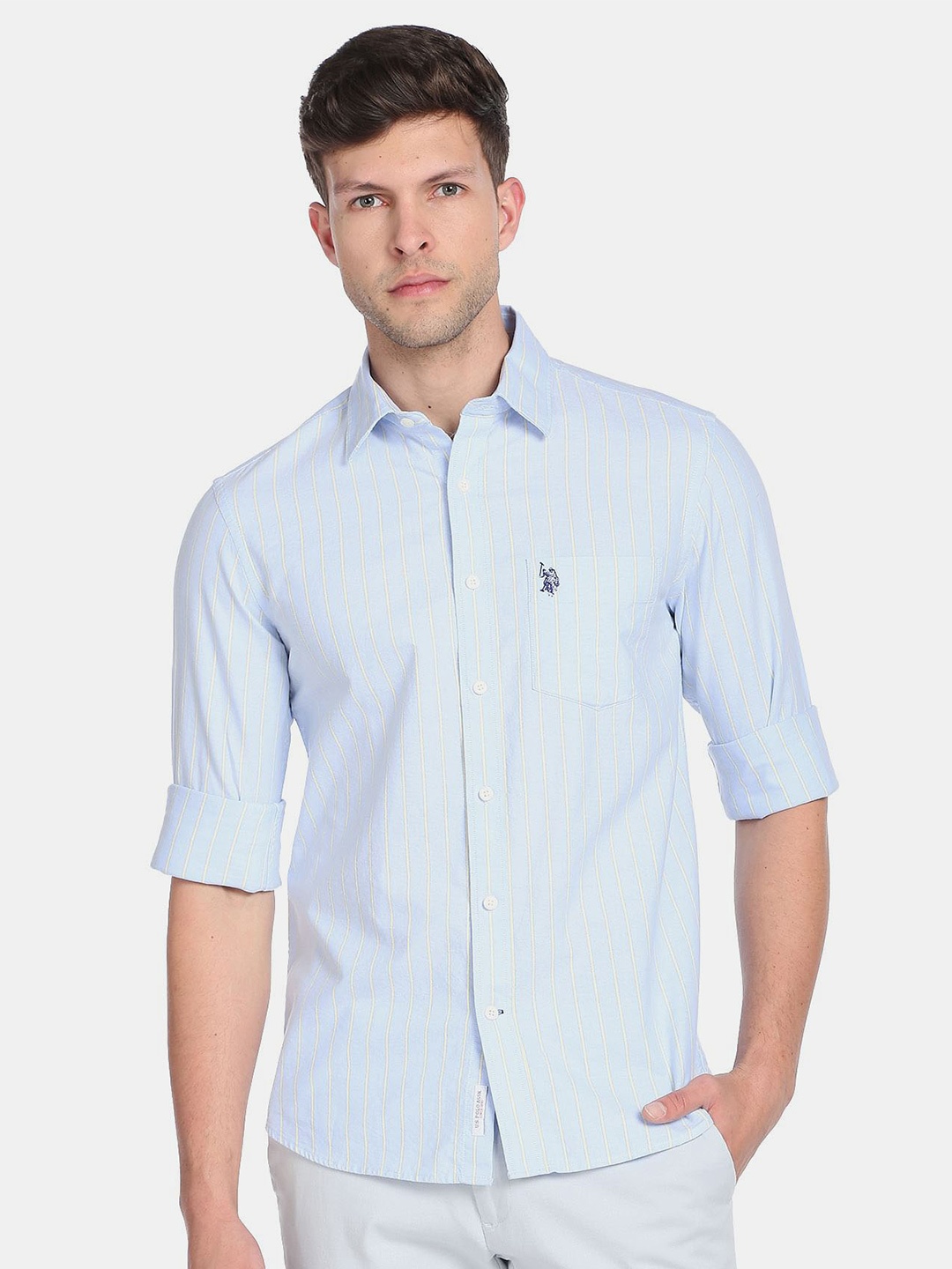 U.S. Polo Assn. Striped Cotton Casual Shirt, Blue
