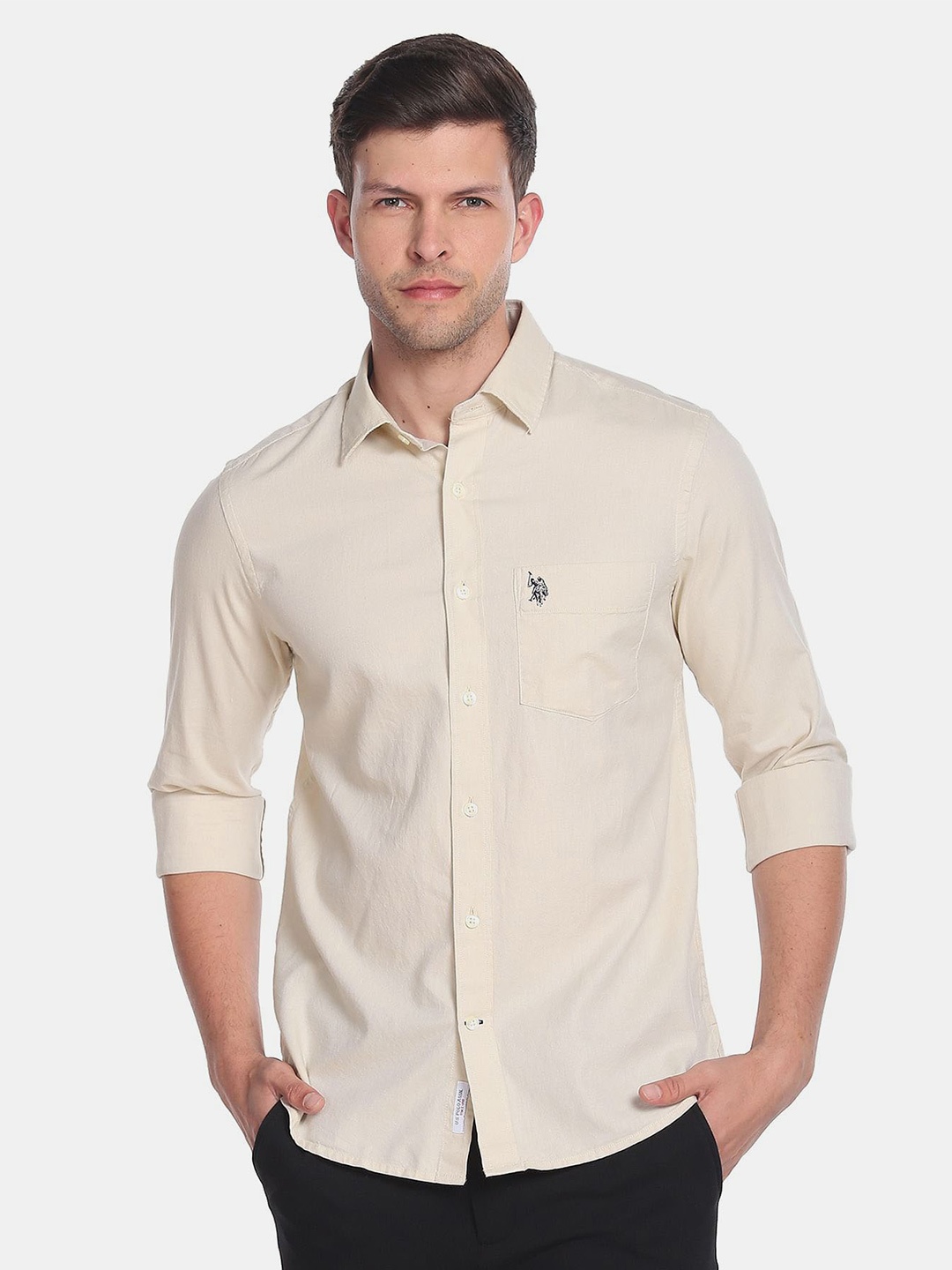 

U.S. Polo Assn. Men Printed Casual Cotton Shirt, Beige
