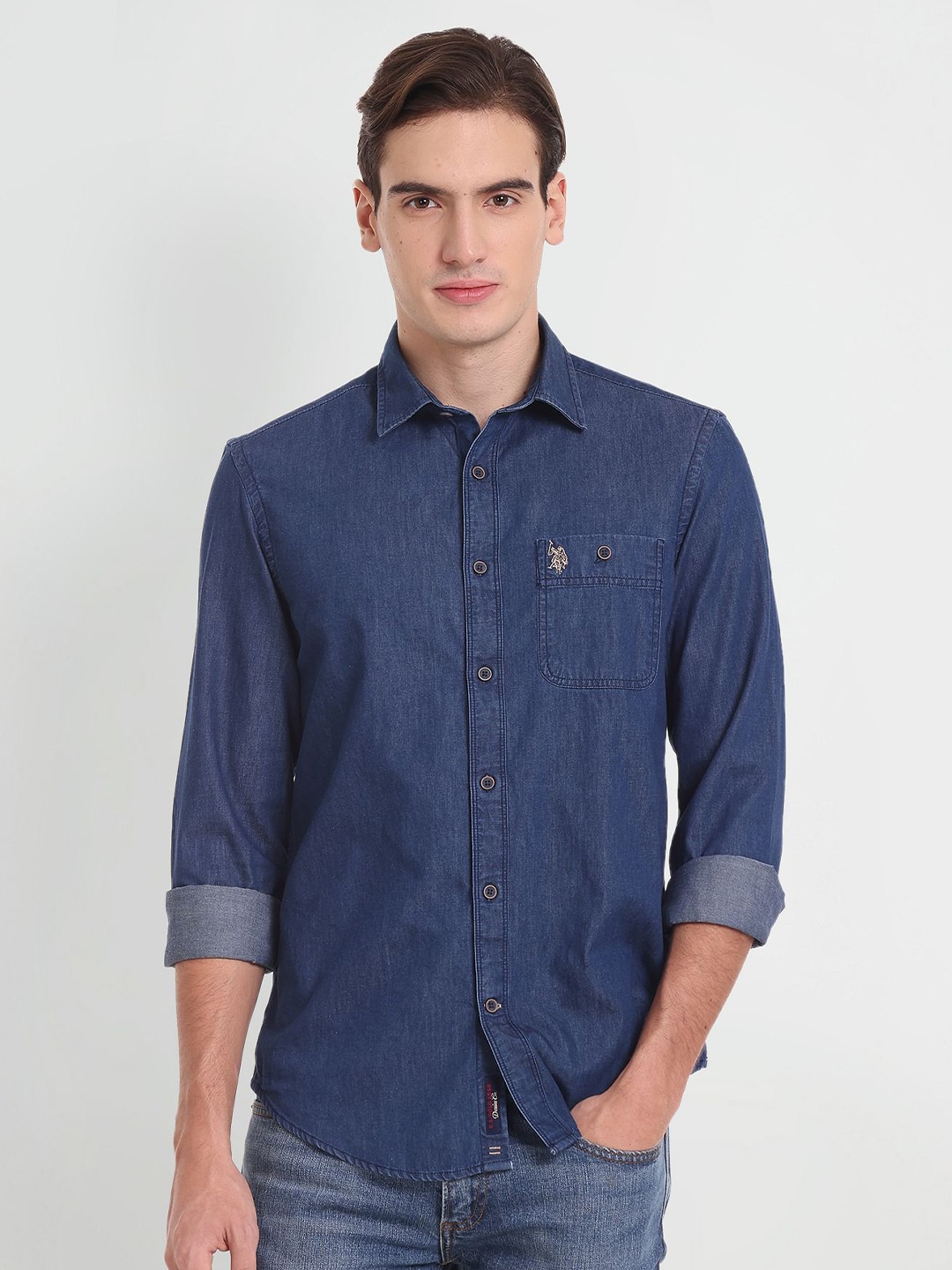

U.S. Polo Assn. Denim Co. Men Blue Casual Cotton Shirt