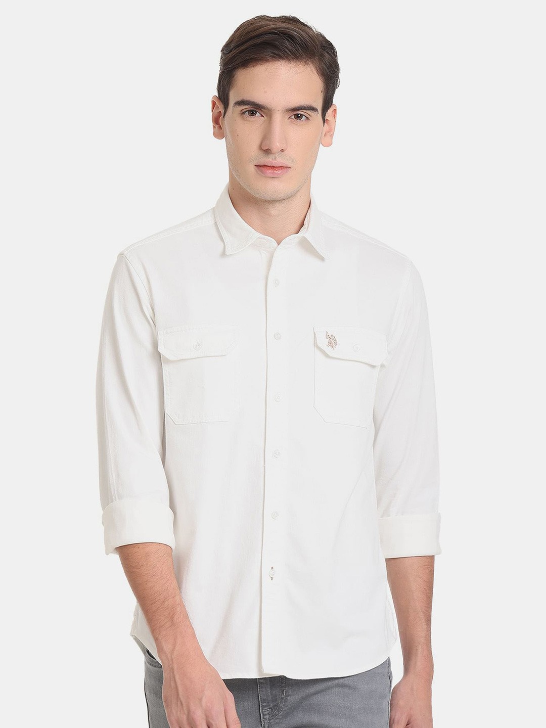 

U.S. Polo Assn. Denim Co. Men Casual Cotton Shirt, Off white