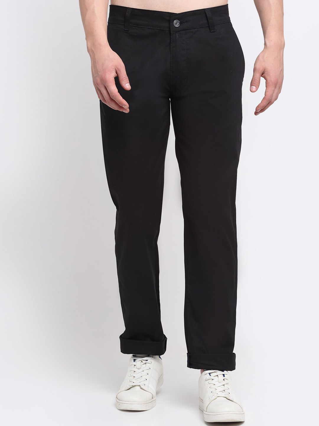 

Ennoble Men Smart Mid-Rise Slim Fit Easy Wash Cotton Chinos, Black