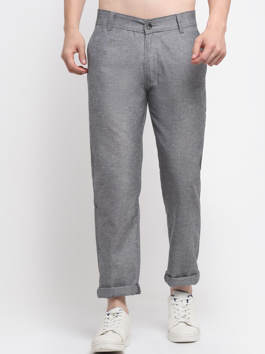 

Ennoble Men Cotton Smart Slim Fit Easy Wash Trousers, Grey