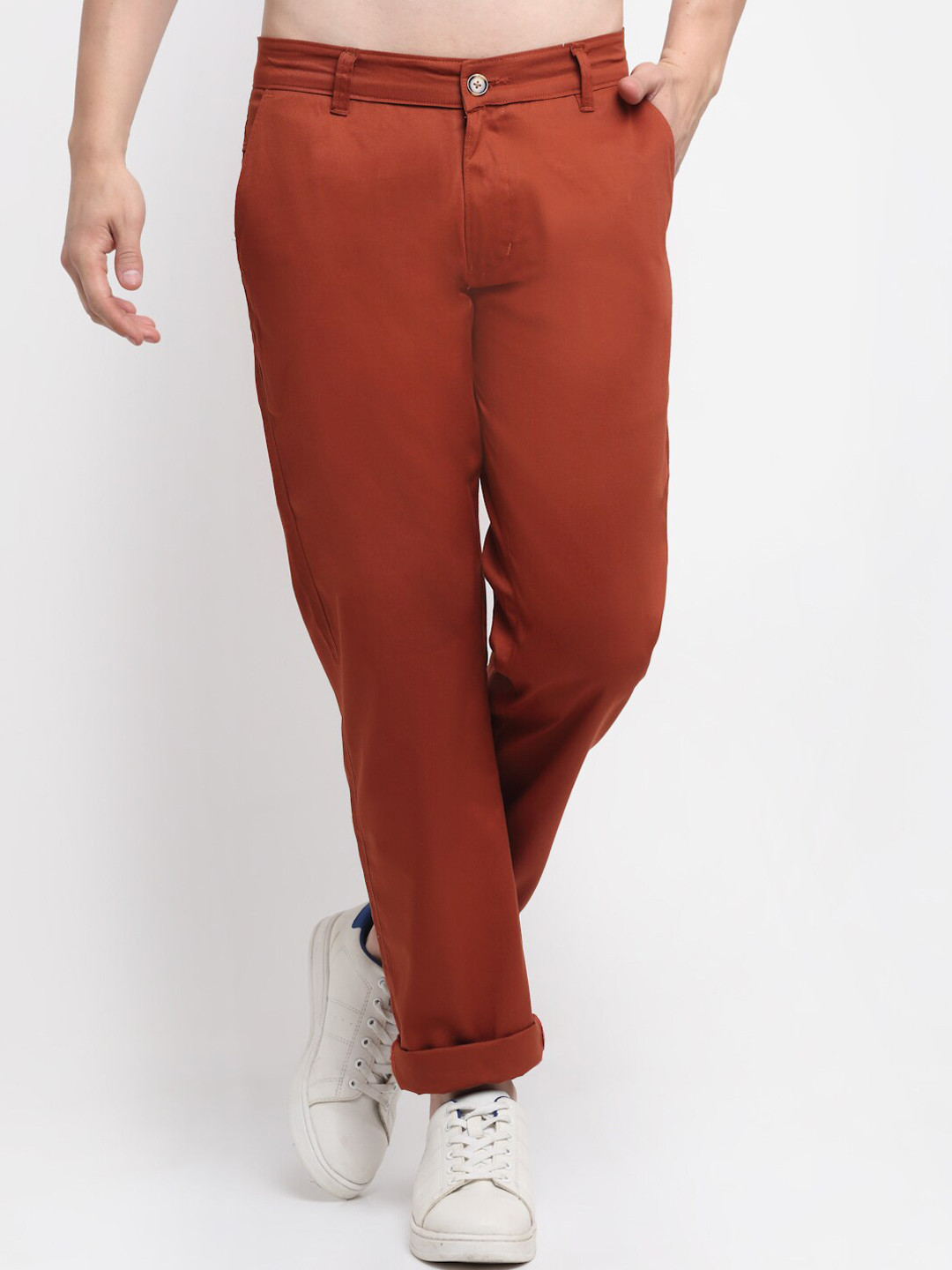 

Ennoble Men Smart Slim Fit Easy Wash Casual Cotton Chinos Trouser, Rust
