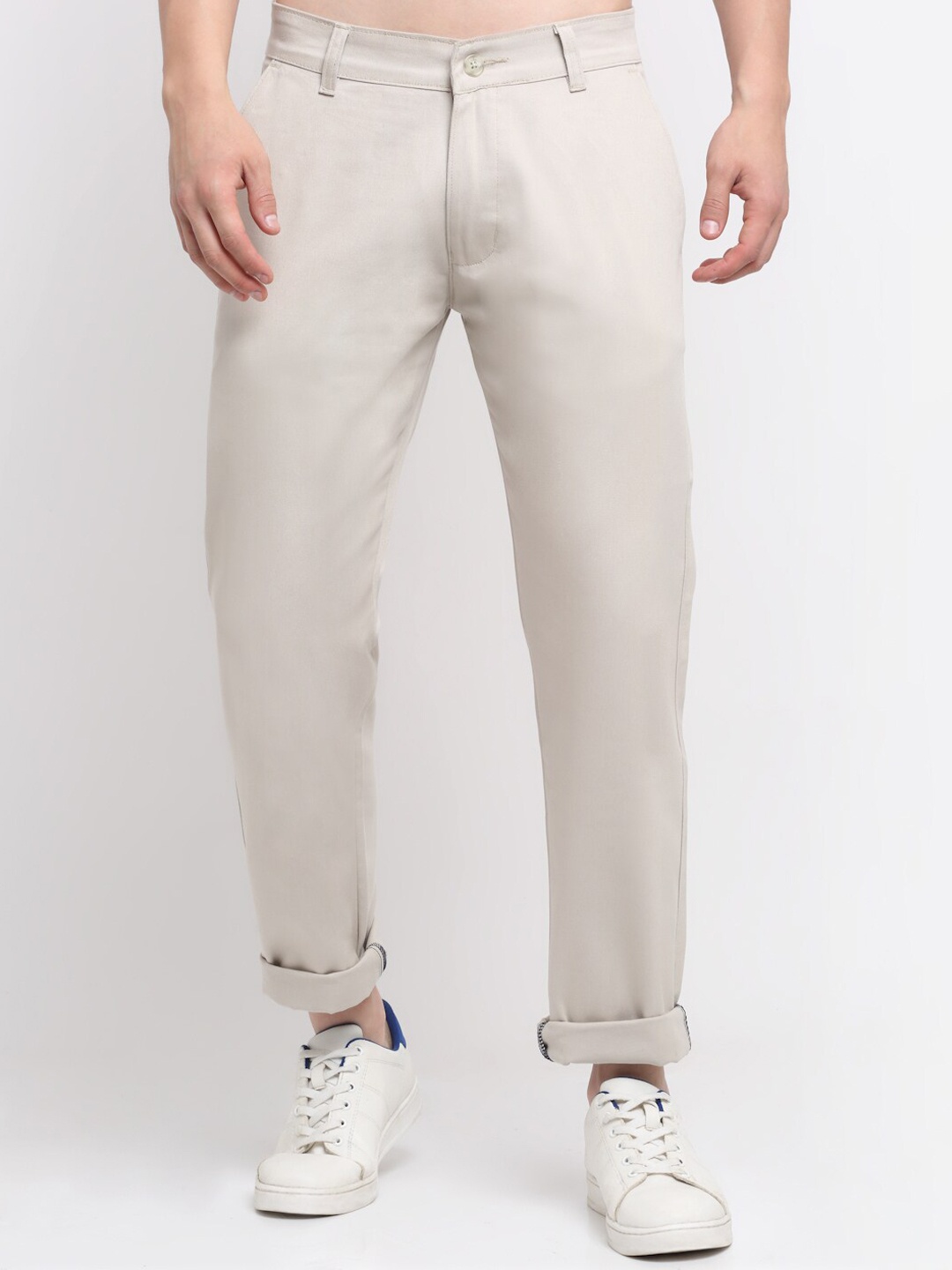 

Ennoble Men Smart Slim Fit Easy Wash Cotton Chinos Trouser, Beige