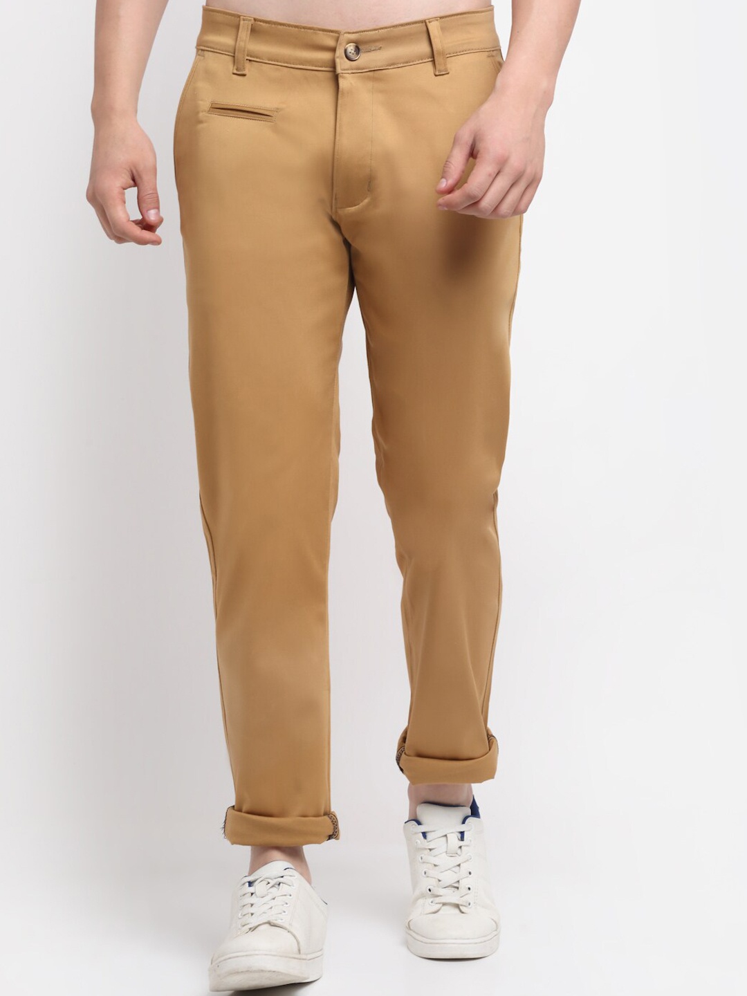 

Ennoble Men Smart Slim Fit Easy Wash Cotton Trousers, Khaki