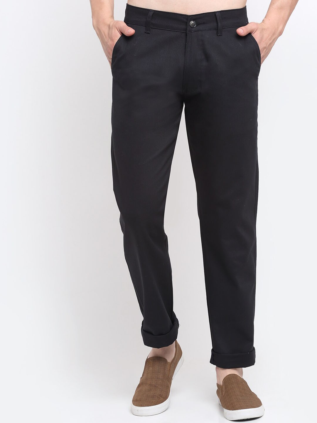 

Ennoble Men Black Smart Slim Fit Easy Wash Cotton Trouser