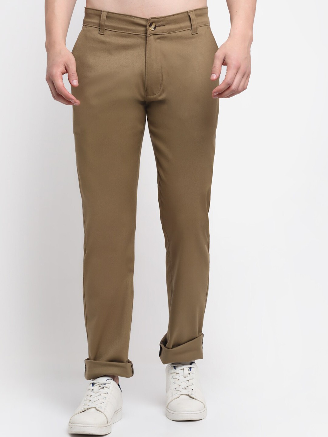 

Ennoble Men Smart Slim Fit Easy Wash Cotton Chinos, Khaki