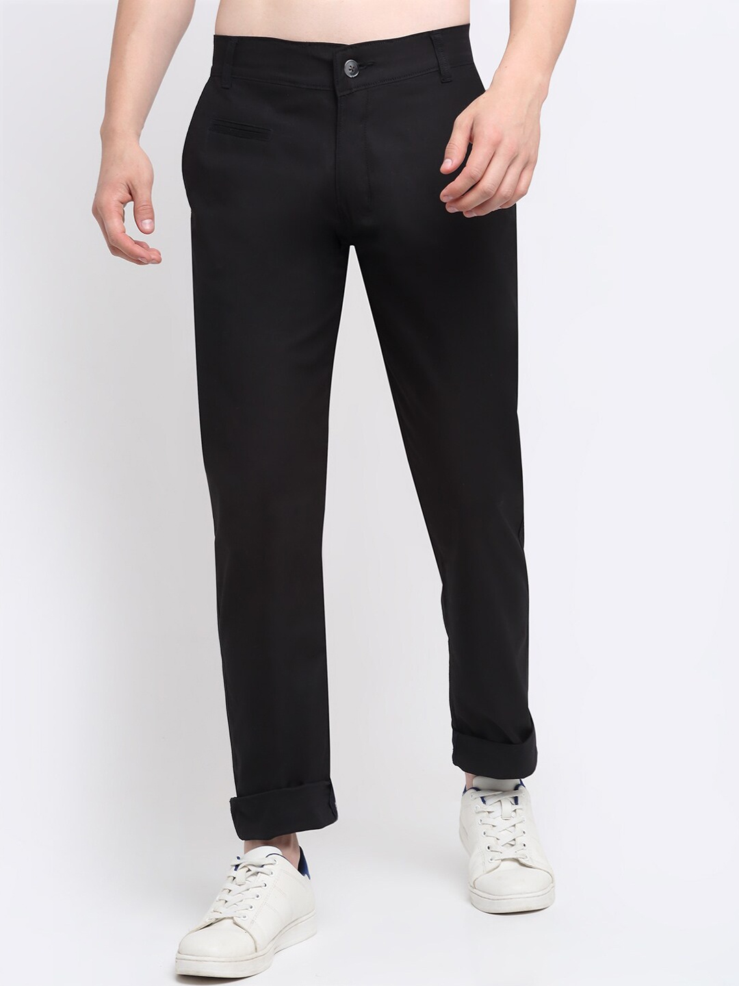 

Ennoble Men Smart Slim Fit Easy Wash Chinos Cotton Trousers, Black