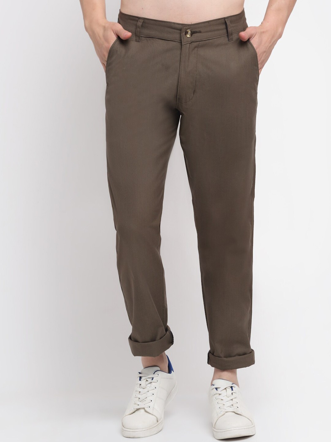 

Ennoble Men Smart Slim Fit Easy Wash Cotton Chinos, Khaki