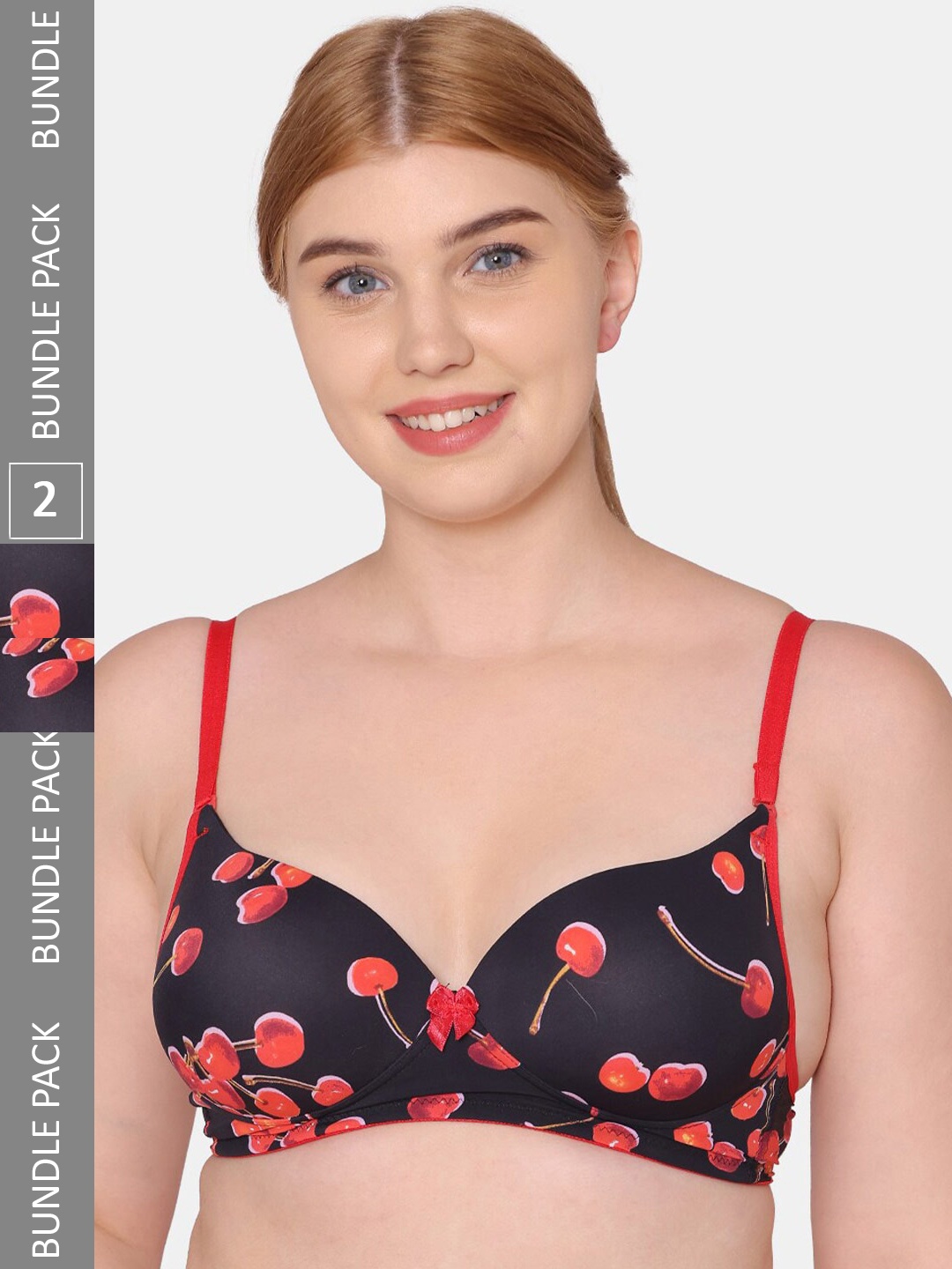 

Tweens Pack Of 2 Non-Wired Heavily Padded Balconette Bra, Red
