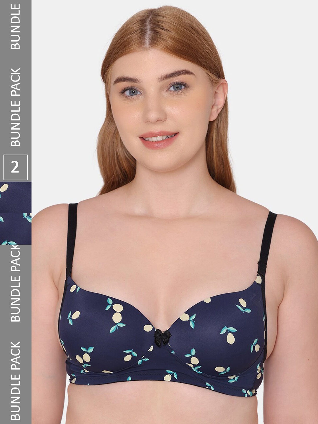 

Tweens Pack Of 2 Floral Printed Heavily Padded Balconette Bra, Black