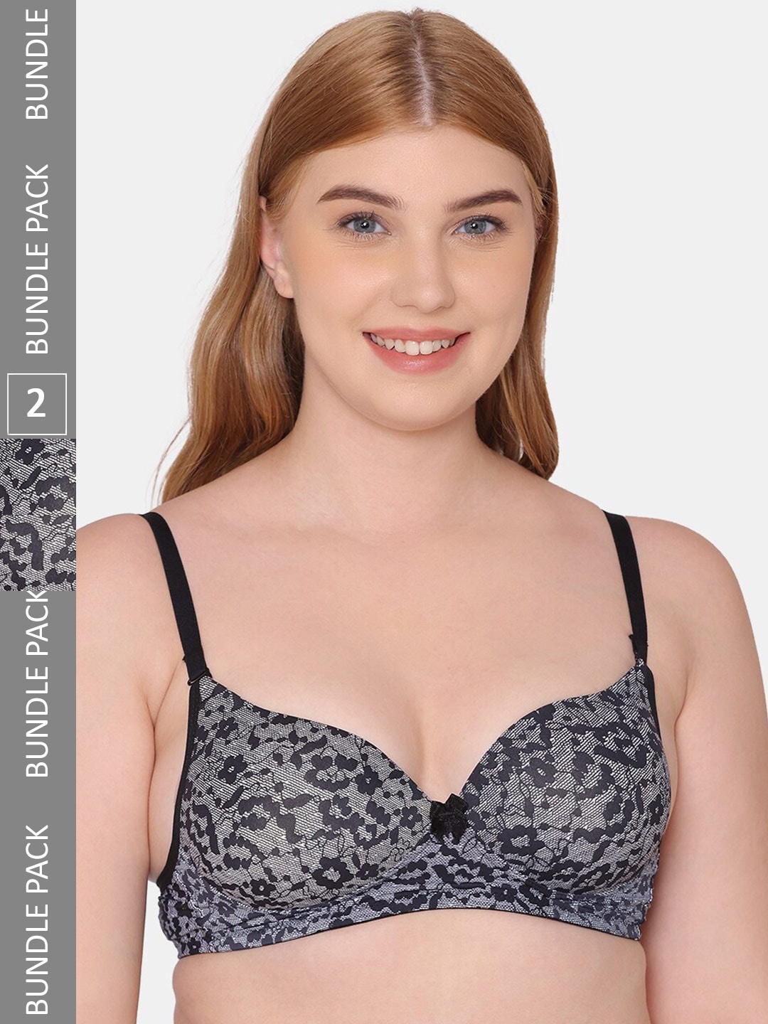 

Tweens Pack Of 2 Floral Printed Heavily Padded Balconette Bra, Black