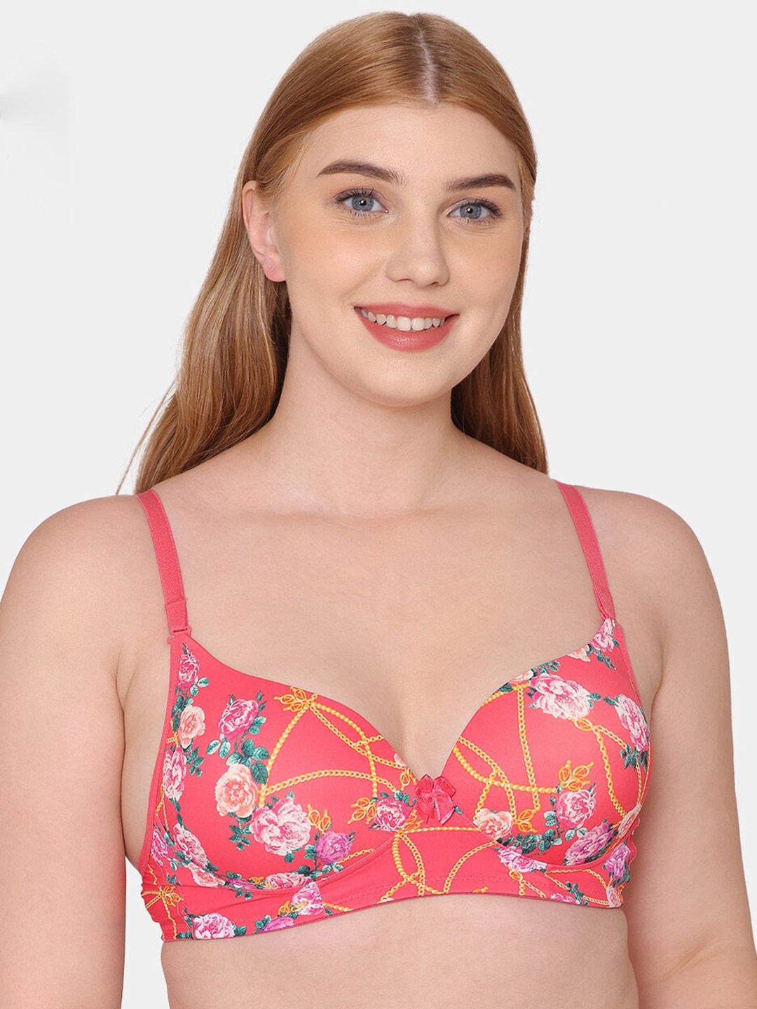 

Tweens Floral Heavily Padded Seamless Balconette Bra, Pink
